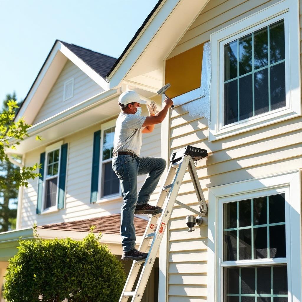 Exterior painting work in progress on a residential property