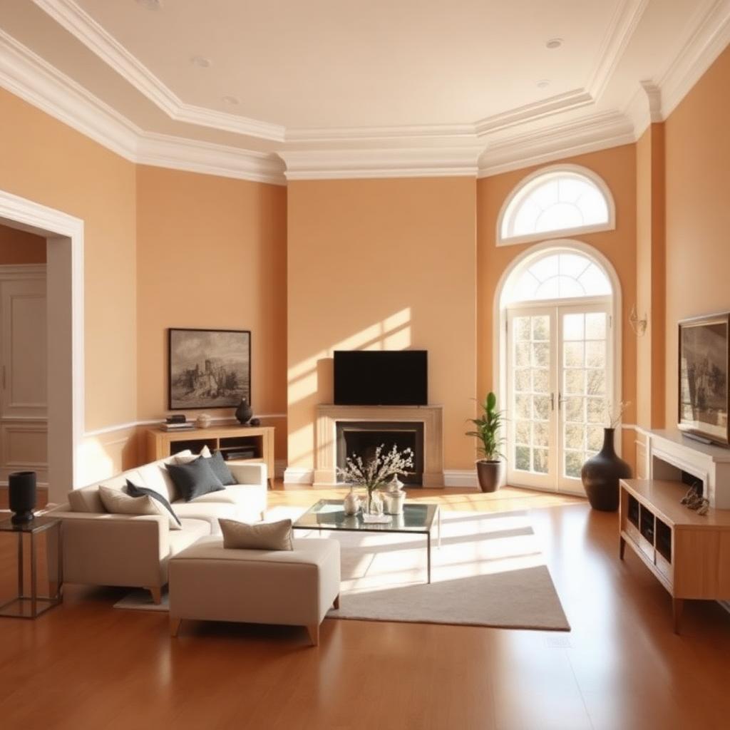Completed interior room with painted accent wall and trim